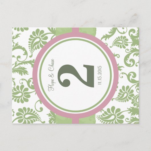 Pistachio Clover en Roos Petal White Table Number Briefkaart (Voorkant)