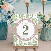 Pistachio Clover en Roos Petal White Table Number Briefkaart