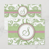 Pistachio Clover Pink Lavender Damask Wedding RSVP (Voorkant / Achterkant)
