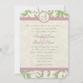 Pistachio Clover Roos Petal Damask Wedding Invite Kaart (Voorkant)