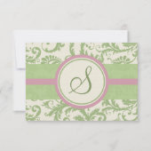 Pistachio Clover Roos Petal Damask Wedding RSVP (Voorkant)