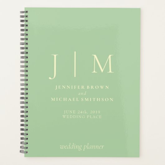Pistachio & Cream Formal Simple Day Wedding Planner (Voorkant)
