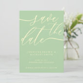 Pistachio & Cream Wedding Custom Photo Calligraphy Save The Date (Staand voorkant)