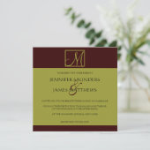 Pistachio & Espresso Monogram Weddenschap Kaart (Staand voorkant)
