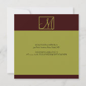 Pistachio & Espresso Monogram Weddenschap Kaart (Achterkant)