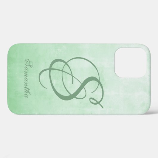 Pistachio Gray stijlvolle rustige monogram Case-Mate iPhone Case (Achterkant (horizontaal))