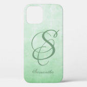 Pistachio Gray stijlvolle rustige monogram Case-Mate iPhone Case (Achterkant)