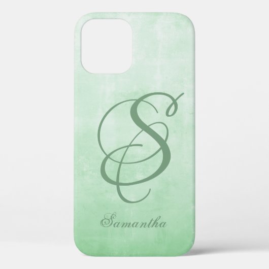 Pistachio Gray stijlvolle rustige monogram Case-Mate iPhone Case (Achterkant)