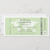 Pistachio Green Boarding Pass Save the Date (Voorkant)