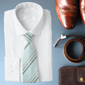 Pistachio Green Brown Stripes Pattern Modern Chic Stropdas