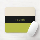 Pistachio Green Color Block Pattern met naam Muismat (Met muis)