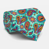 Pistachio Green Oranje Paisley Pattern Stropdas (Opgerold)