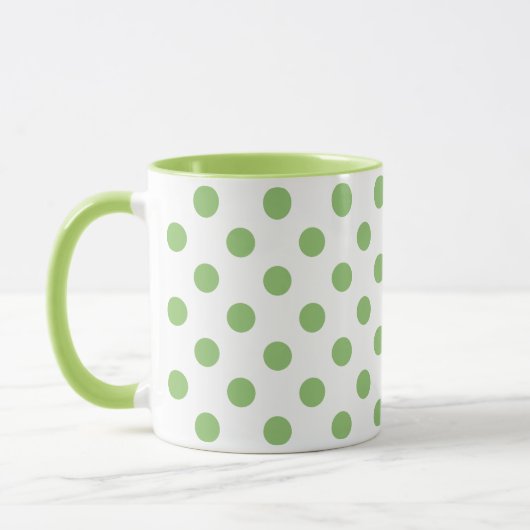 Pistachio Green Polka Dots Circles Mok (Links)