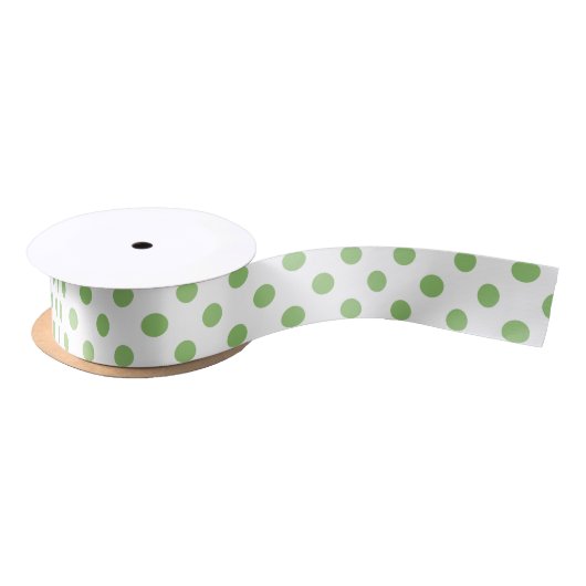 Pistachio Green Polka Dots Circles Satijnen Lint (Spoel)