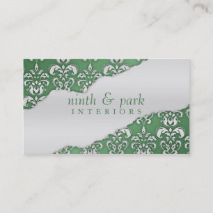 Pistachio Green Ripped Damask Interior Design Visitekaartje