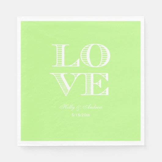 Pistachio Green, White LOVE Napkins Servet (Voorkant)