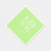 Pistachio Green, White LOVE Napkins Servet (Hoek)
