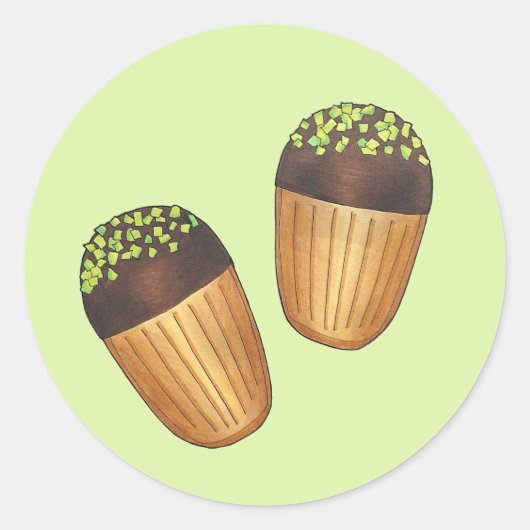 Pistachio Madeleines, Franse banketbakken Ronde Sticker (Voorkant)