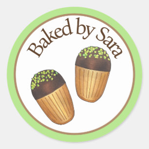 Pistachio Madeleines, Franse banketbakkerij, gebra Ronde Sticker