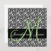 Pistachio Monogram Zebra Print Wedding Invitation Kaart (Voorkant / Achterkant)