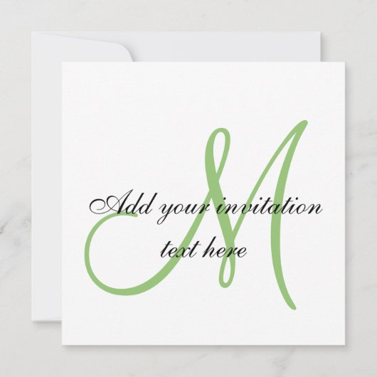 Pistachio Monogram Zebra Print Wedding Invitation Kaart (Achterkant)