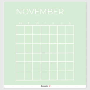 Pistachio Niet gedateerd November Kalender Planner Sticker
