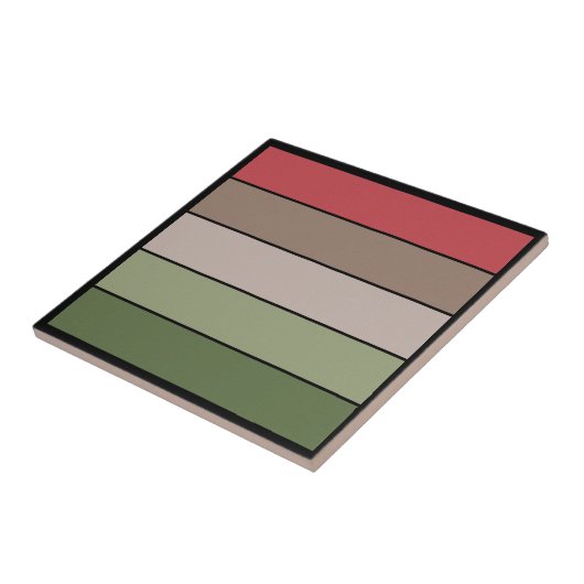 Pistachio Nut Shell Green Red Brown Stripes  Tegeltje (Zijkant)