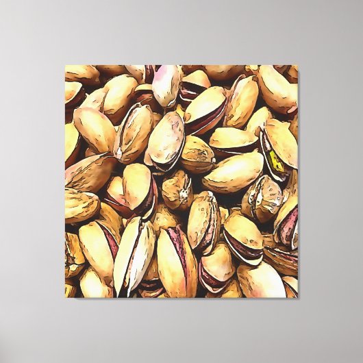 Pistachio Nuts Black Outline Art Canvas Afdruk (Voorkant)