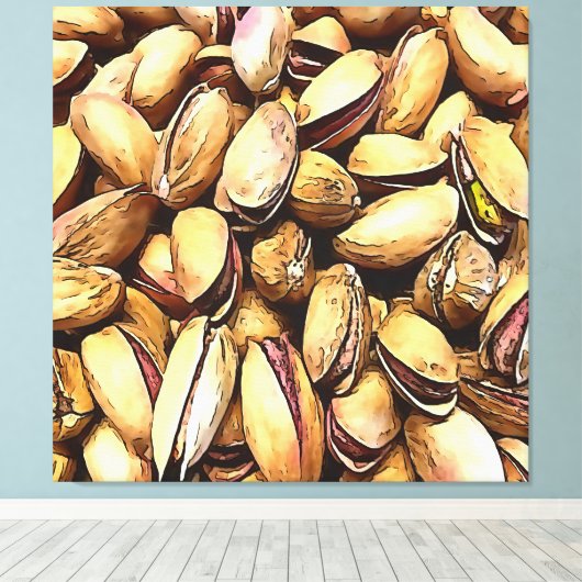 Pistachio Nuts Black Outline Art Canvas Afdruk (Insitu (Houten vloer))