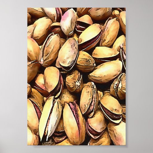 Pistachio Nuts Black Outline Art Poster (Voorkant)