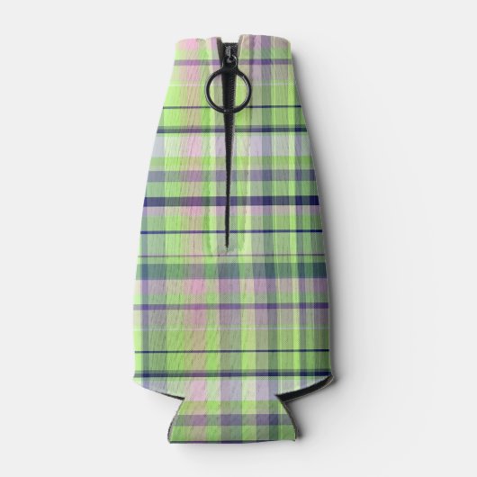 Pistachio Pink Navy Wht Preppy Madras Flesjeskoeler (Achterkant)