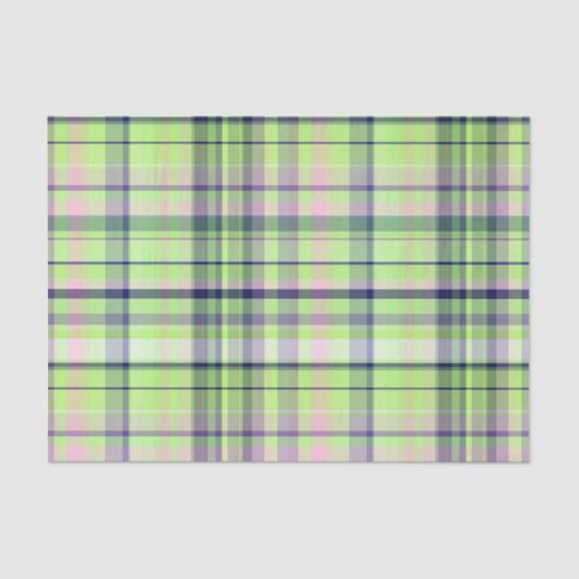 Pistachio Pink Navy Wht Preppy Madras Tissuepapier (Voorkant)