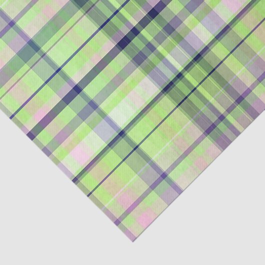 Pistachio Pink Navy Wht Preppy Madras Tissuepapier (Detail)