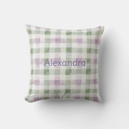 Pistachio Plaid Stripes Lavender Faux Glitter   Kussen