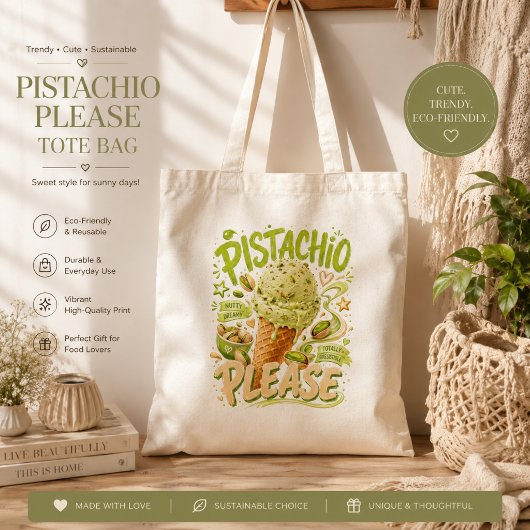 "Pistachio Please" Trendy Zomerijs    Tote Bag