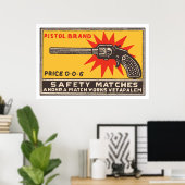 PISTOL BRAND (Indische  matchbox cover) Poster (Thuiskantoor)