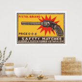 PISTOL BRAND (Indische  matchbox cover) Poster (Keuken)