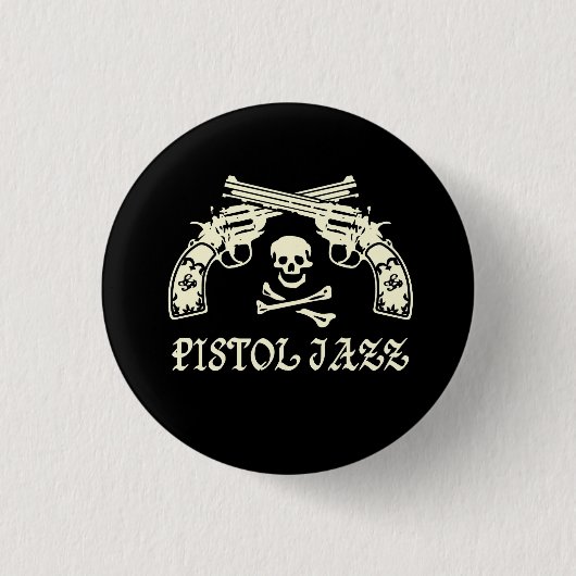 PISTOL JAZZ ロゴ缶バッヂ RONDE BUTTON 3,2 CM (Voorkant)
