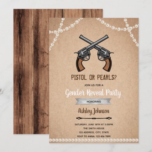 Pistol of het geslacht pearl onthullen uitnodiging (Voorkant / Achterkant)