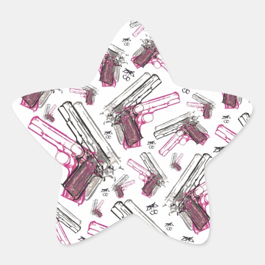 Pistol Pearl, eigenzinnig pistool en kersenpatroon Ster Sticker (Voorkant)