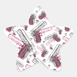 Pistol Pearl, eigenzinnig pistool en kersenpatroon Ster Sticker