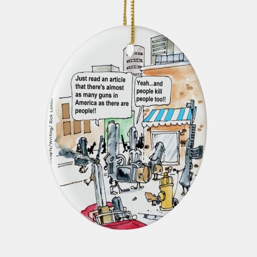 Pistolen doden geen grappige cadeautjes, T - shirt Keramisch Ornament (Rechts)