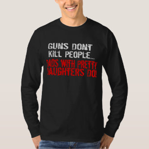 Pistolen doden geen mensen, grappige vader/dochter t-shirt