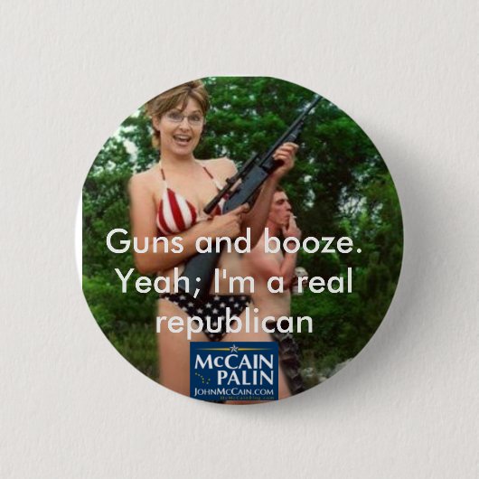 Pistolen en drank. ronde button 5,7 cm (Voorkant)