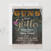 PISTOLEN EN GLITTER Houten Kant Rustiek Vrijgezell Kaart (Voorkant)