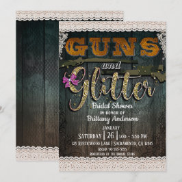 PISTOLEN EN GLITTER Houten Kant Rustiek Vrijgezell Kaart