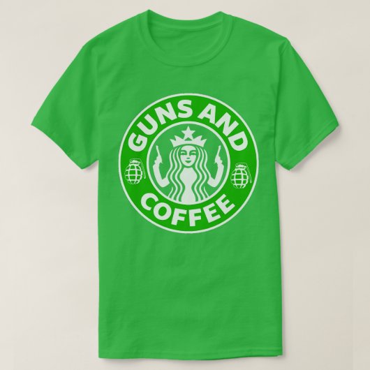 Pistolen en koffie t-shirt (Design voorkant)
