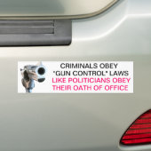 Pistolen en politici met bumpersticker (Op auto)
