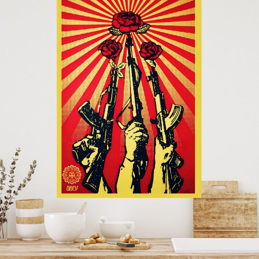 Pistolen en Rozen, 2007 Shepard Fairey Poster (Keuken)
