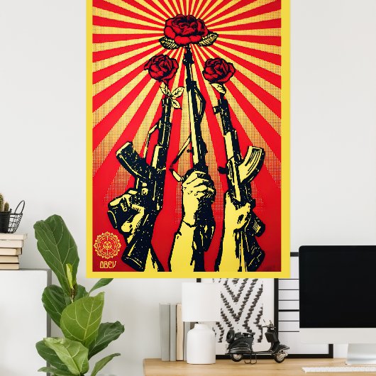 Pistolen en Rozen, 2007 Shepard Fairey Poster (Thuiskantoor)